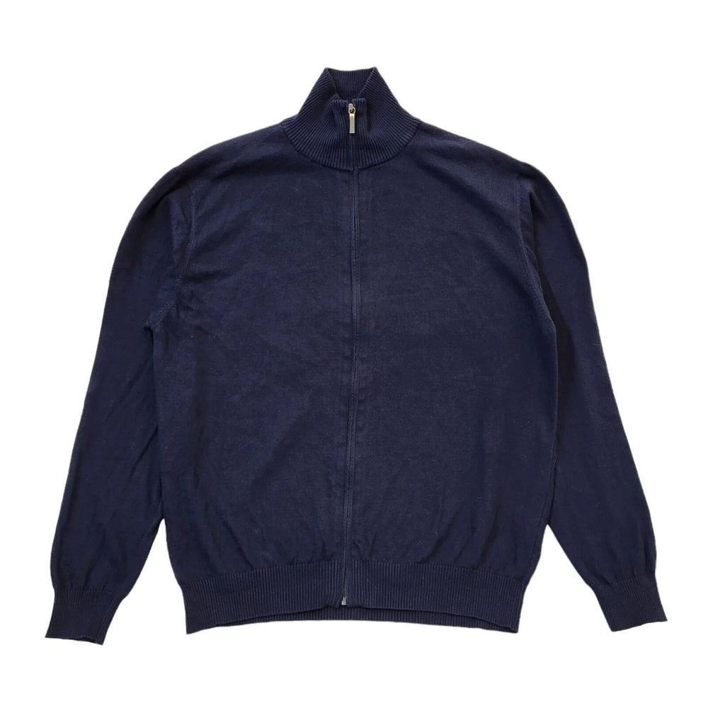 Tucci Navy Blue High Neck Cotton Cardigan Uk Men's Medium G523