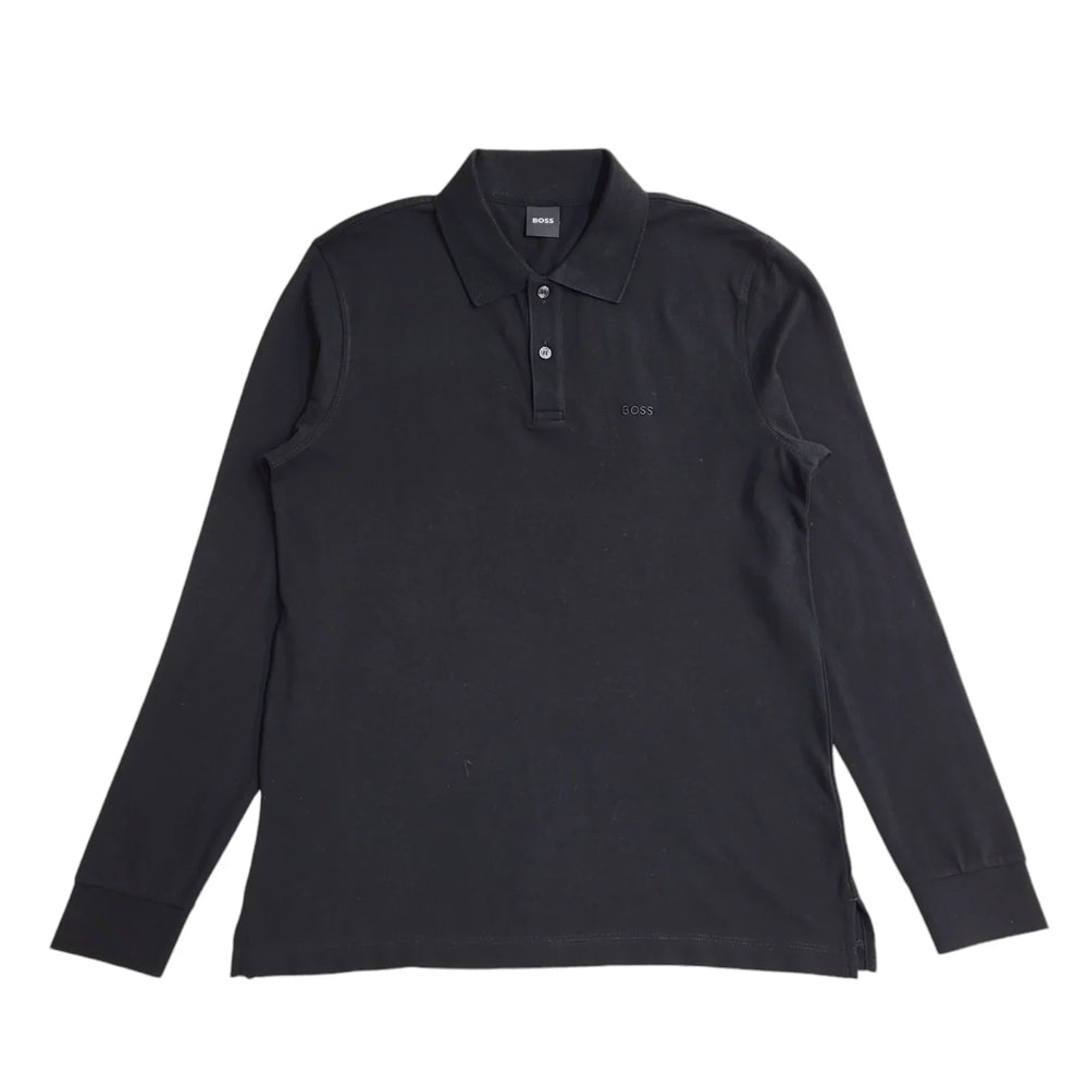 Boss Y2K Vintage Black Long Sleeve Polo Top Shirt Men's Size M
