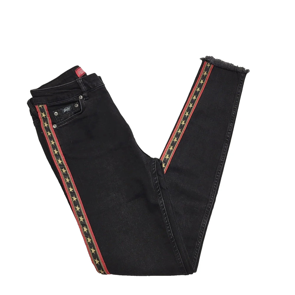 Superdry Black Star Trim Sophia Skinny Denim Jeans UK Women's 8 W26 L29 L424