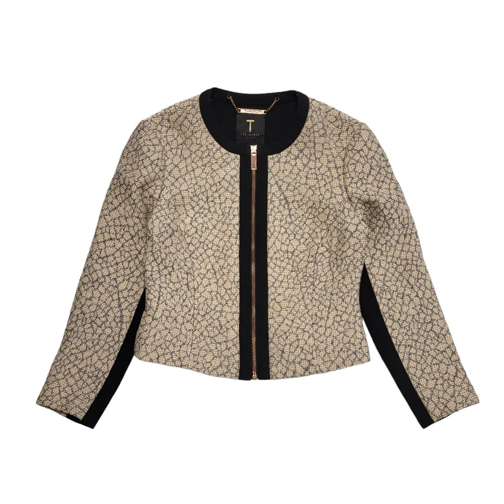 Ted Baker Pink Black Zipped Evening Jacket Women's UK S 8 BB209
