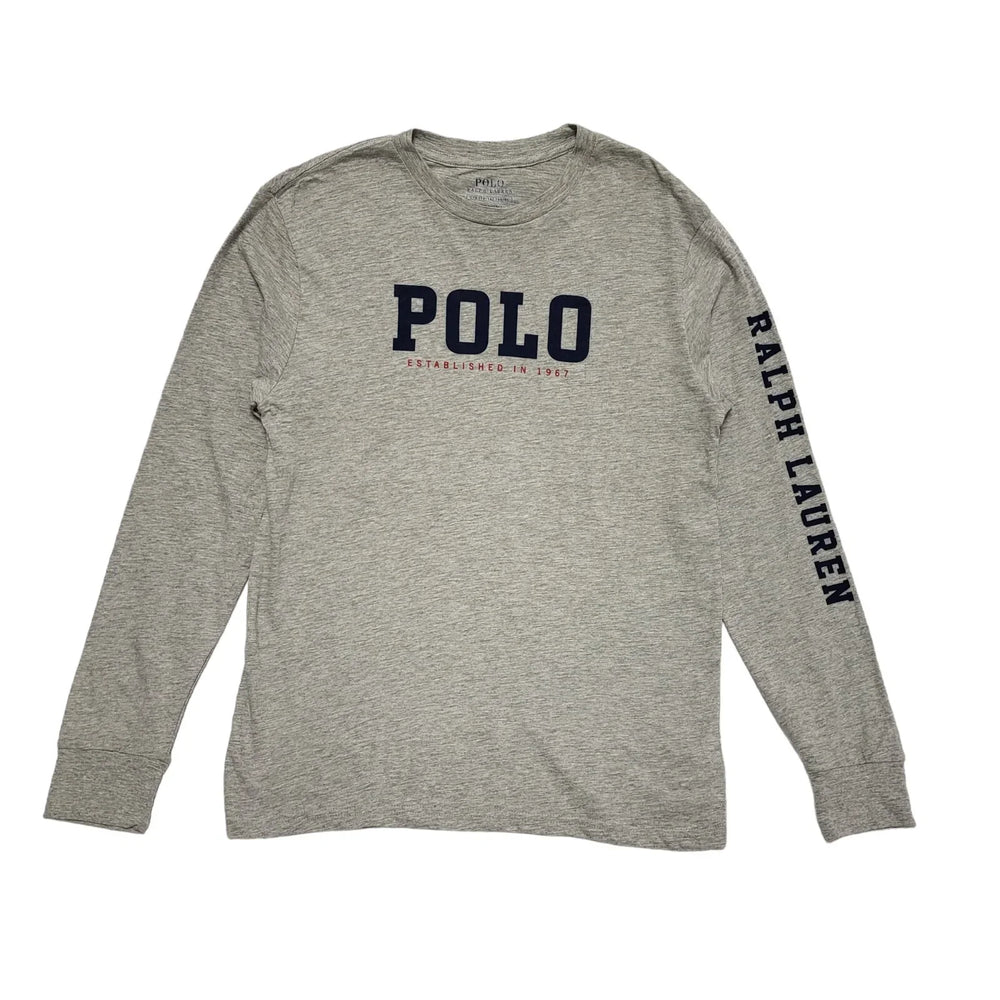 Polo Ralph Lauren Y2K Vintage Grey Long Sleeve T-Shirt Mens Size Large 14-16