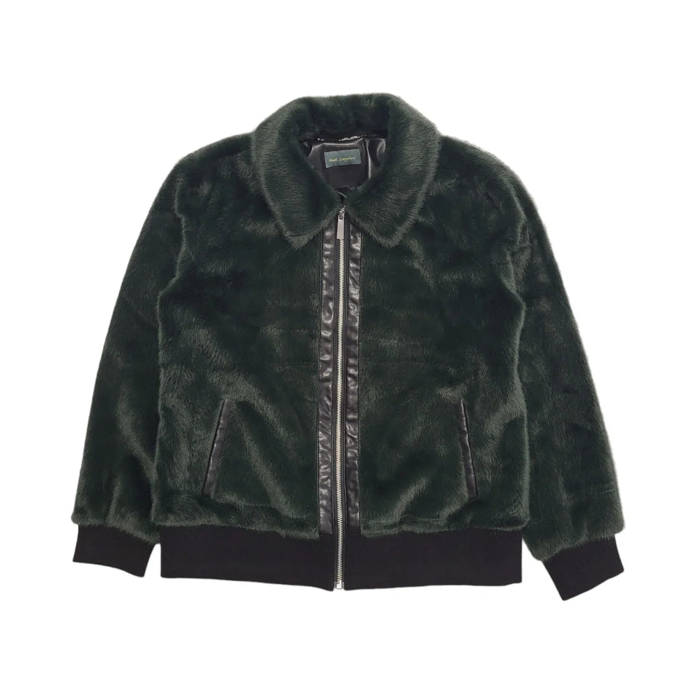 Ruth Langsford Green Faux Fur Jacket Uk Women's Size 12 DD346