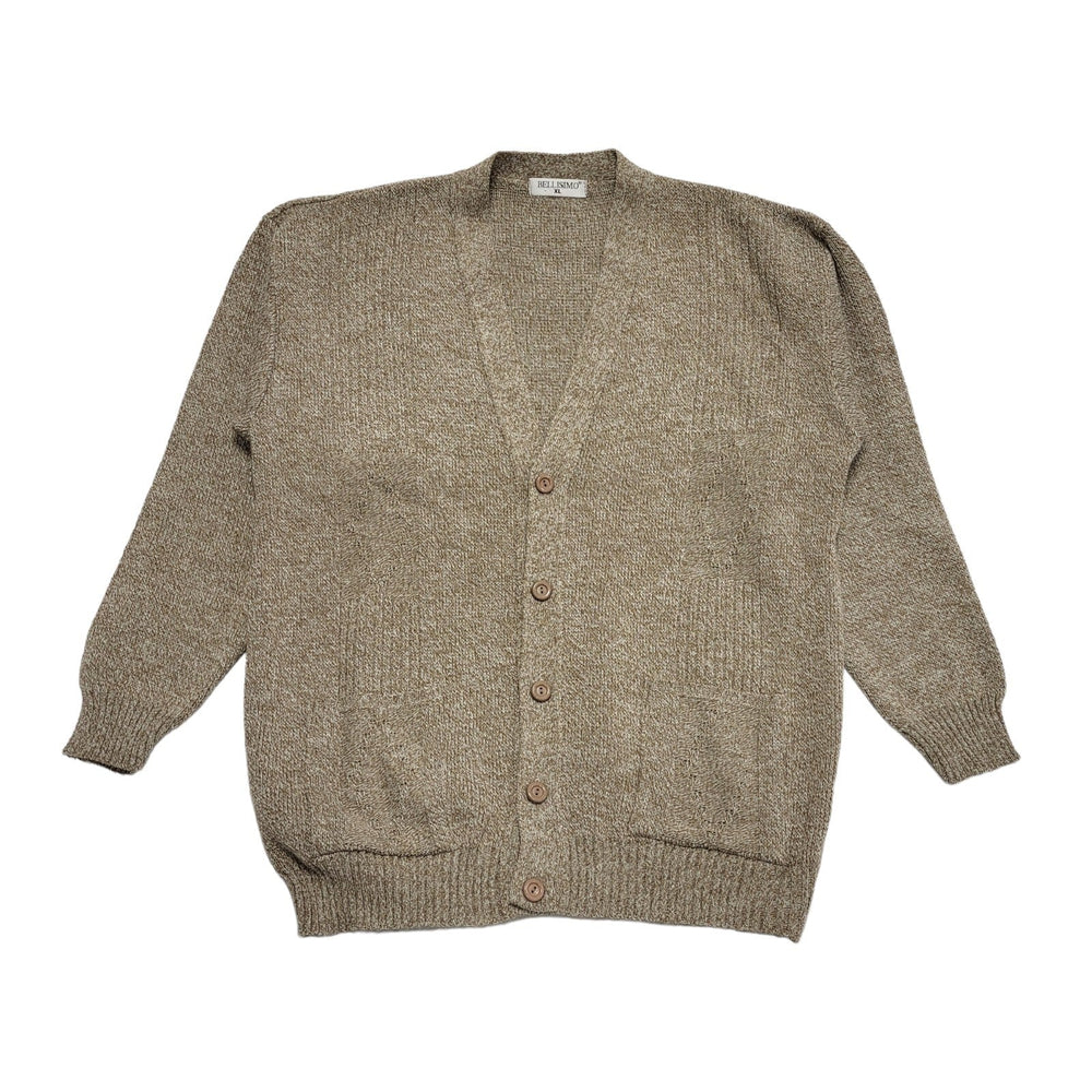 Vintage Bellisimo Beige Long Sleeve Button Cardigan Uk Men's XL K541