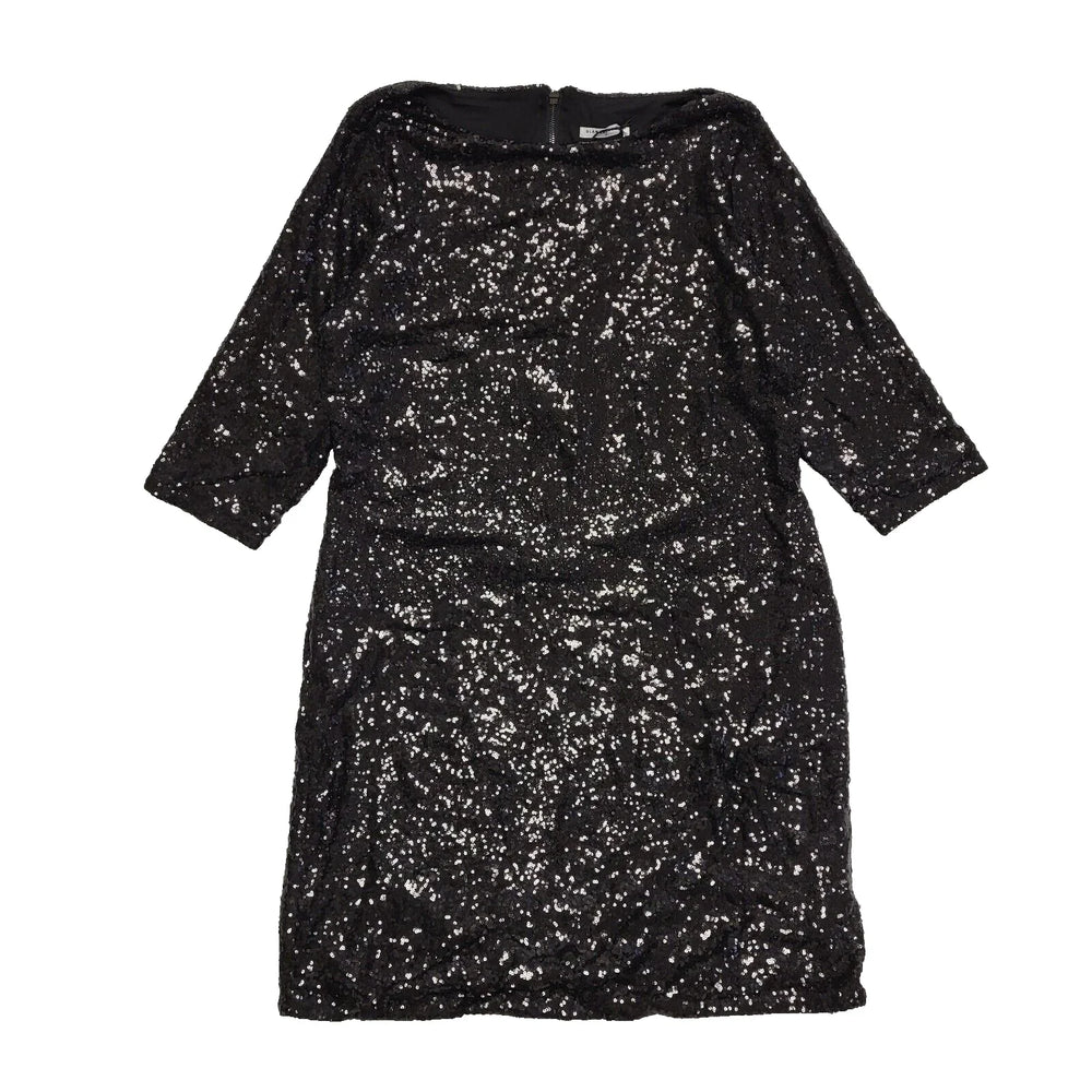 Glamorous Black 3/4 Sleeve Sequin Bodycon Dress Uk Women's 20 Bnwt L297
