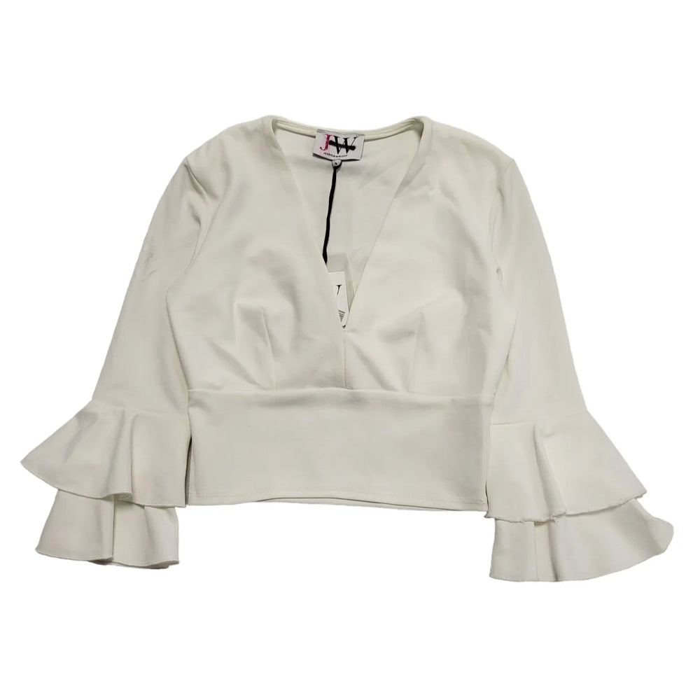 Jessica Wright White V-Neck Cropped Top UK Women's S 8 Bnwt K520