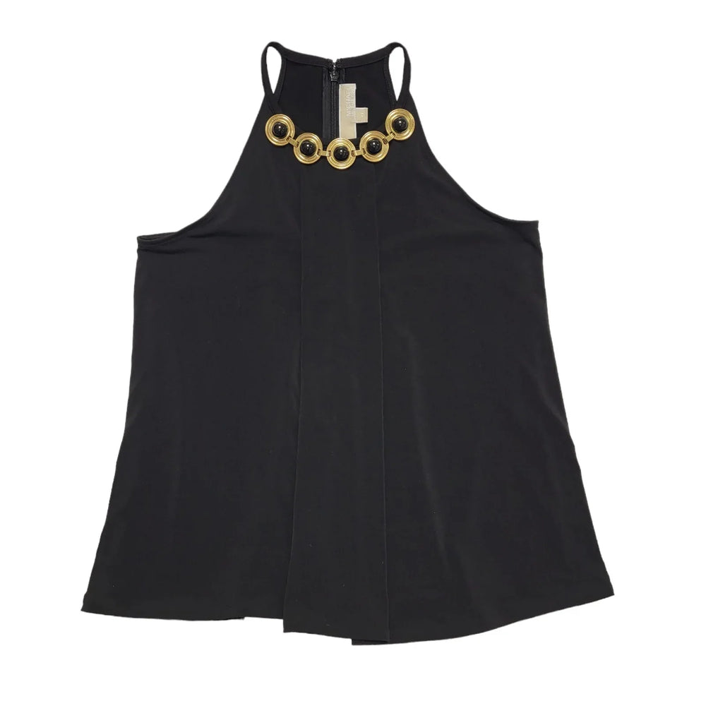 Michael Kors Black Embellished Halterneck Top Womens UK Size XS DD663