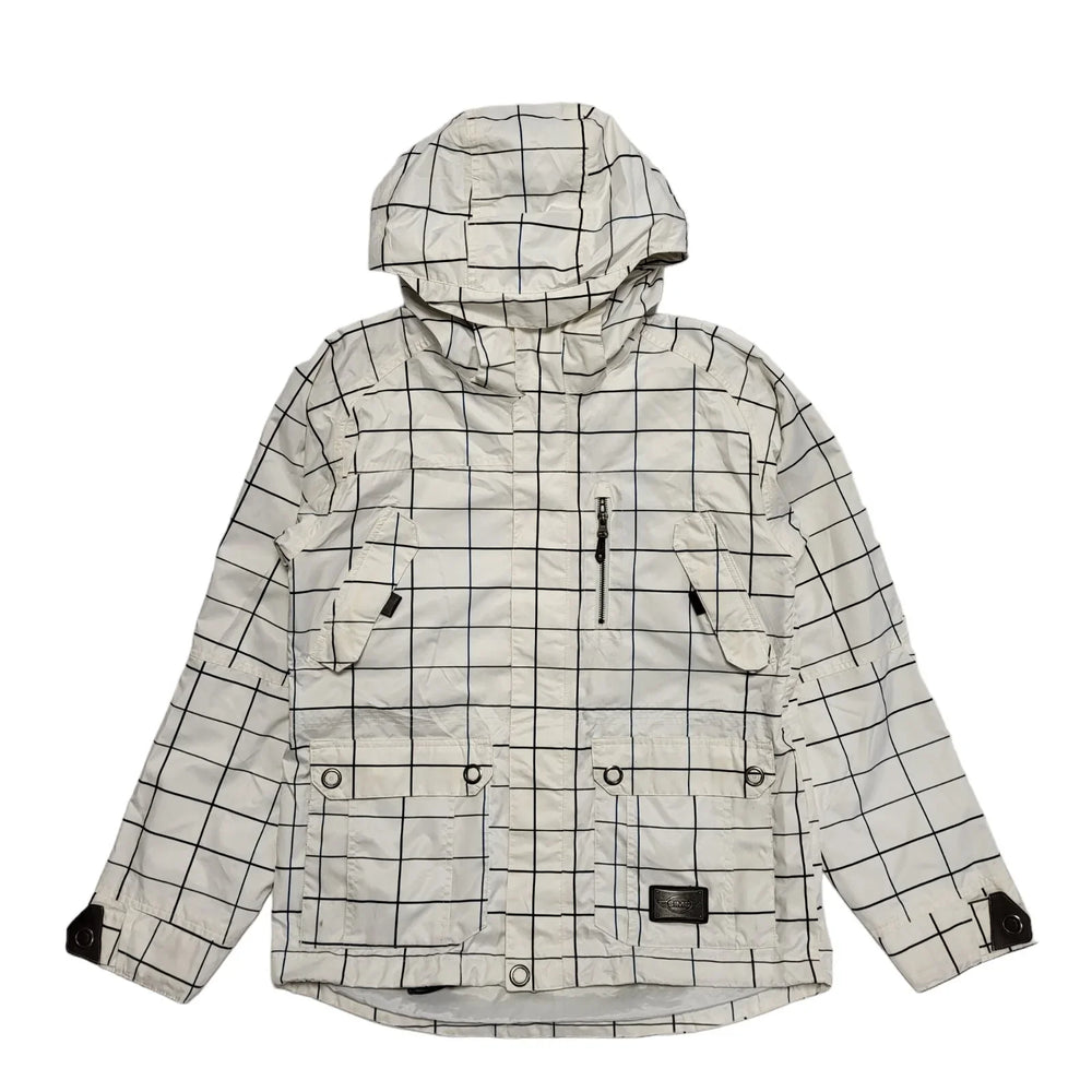 Sims White Black Check Zipped Hooded Jacket uk Men's S K943