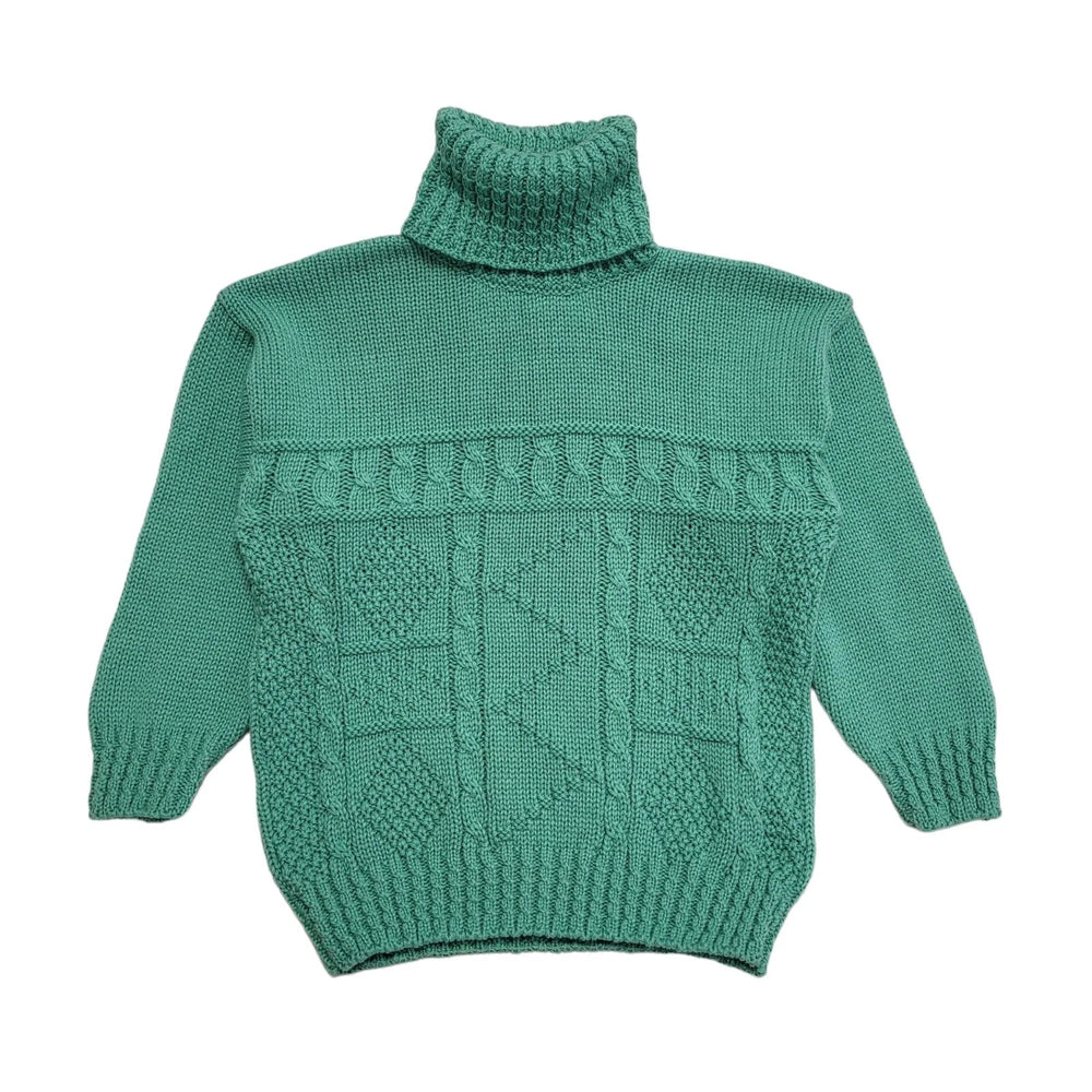 Freemans Vintage 80's Green Roll Neck Jumper UK Womens Size 14