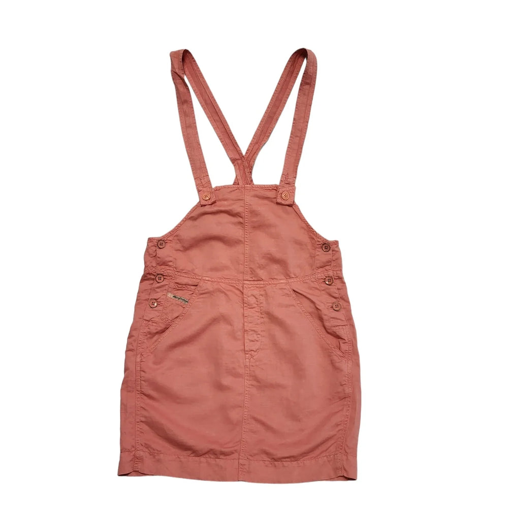 Diesel Pink Denim Mini Dungaree Dress Uk Women's Size Small W26