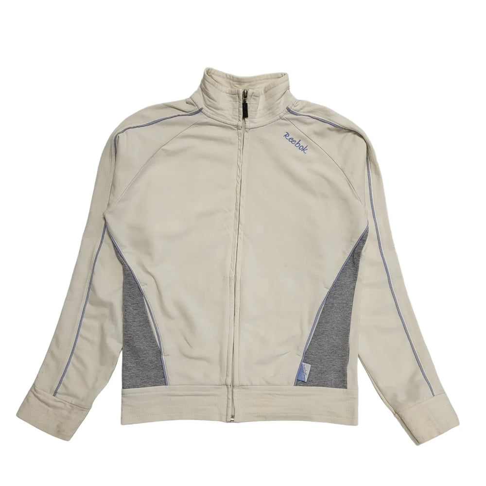 Reebok Beige Grey Zipped L/Sleeve Sweatshirt Tracksuit Top Women's uk L 12 H352