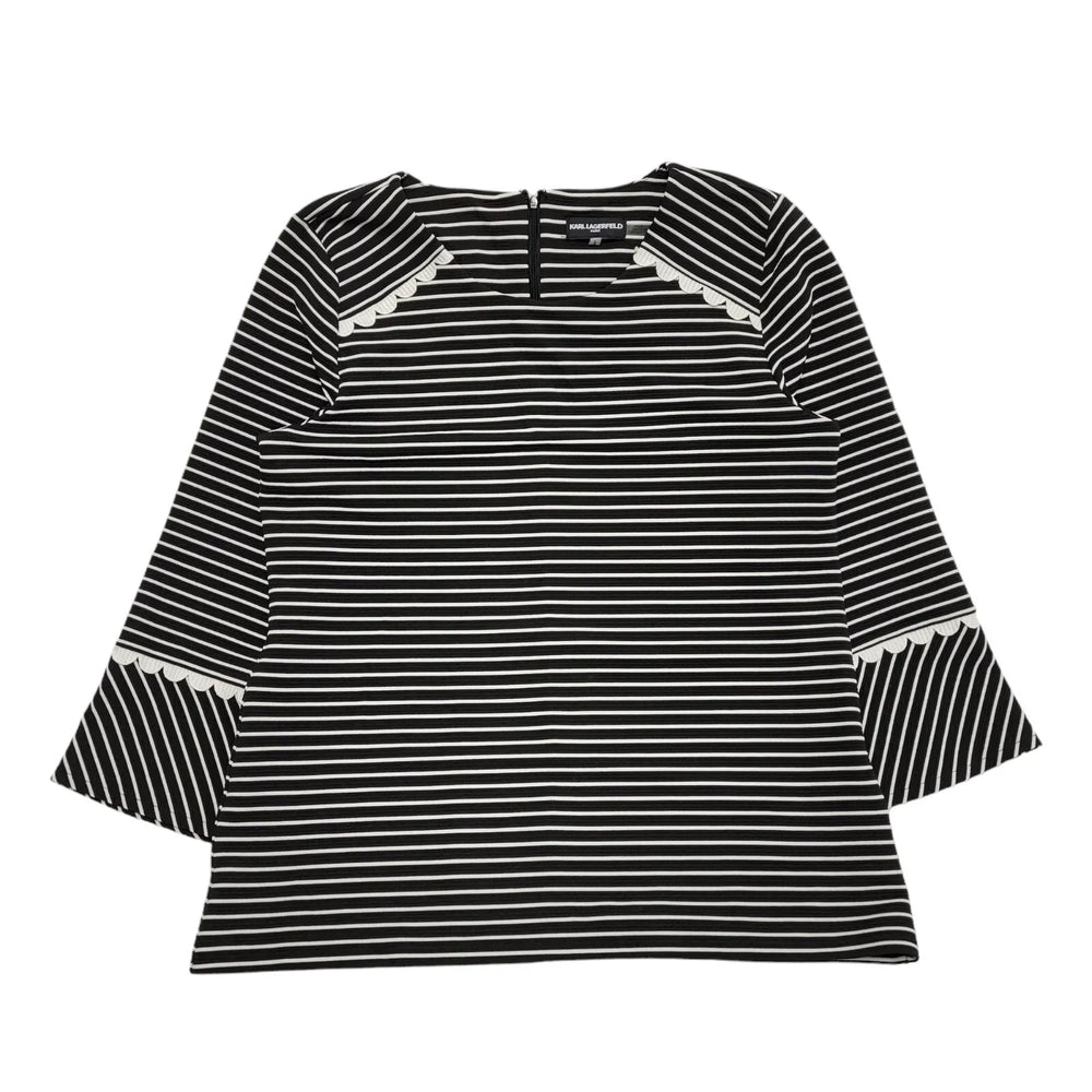 Karl Lagerfeld Black Striped L/Sleeve Crew Neck Stretch Top Women's UK L H484