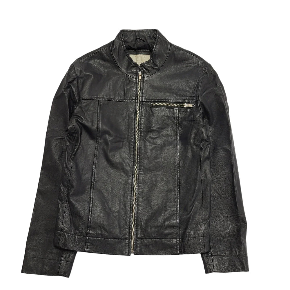Kit 90s Black Zip Up Leather Jacket Uk Women's Size 10