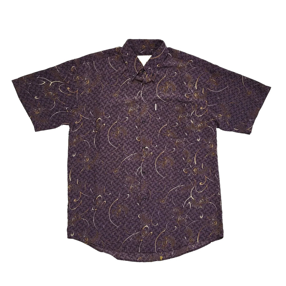 Boat Vintage 90's Purple Abstract Short Sleeve Shirt Men's UK XL