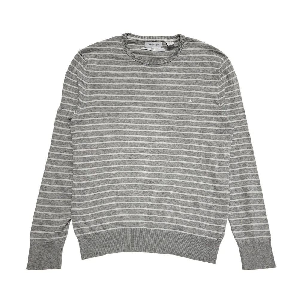 Calvin Klein Grey White Striped Knit Casual Jumper Men's S EU 46 H491