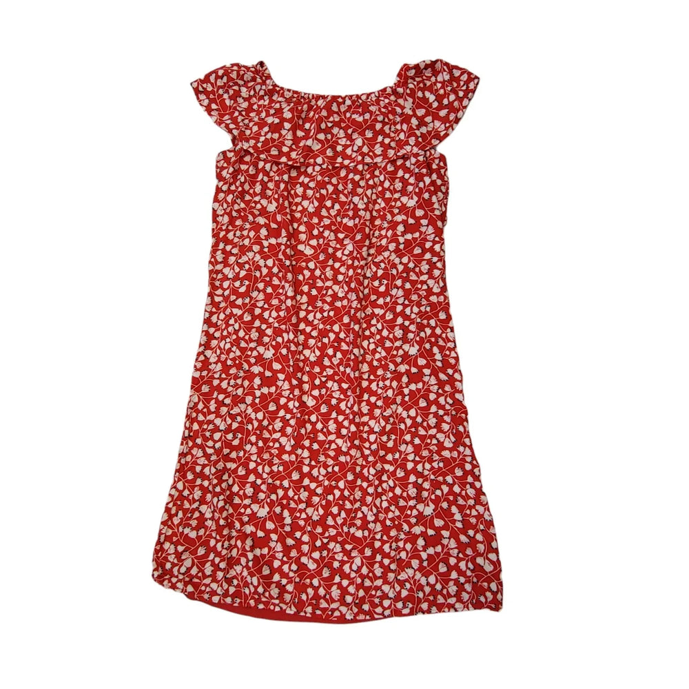 Vila Red White Short Sleeve Off-shoulder Dress Uk Women's Size M Bnwt EE76