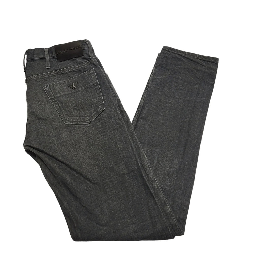 Emporio Armani Grey Straight Leg Button Denim Jeans Men's S W31 L36 BB480