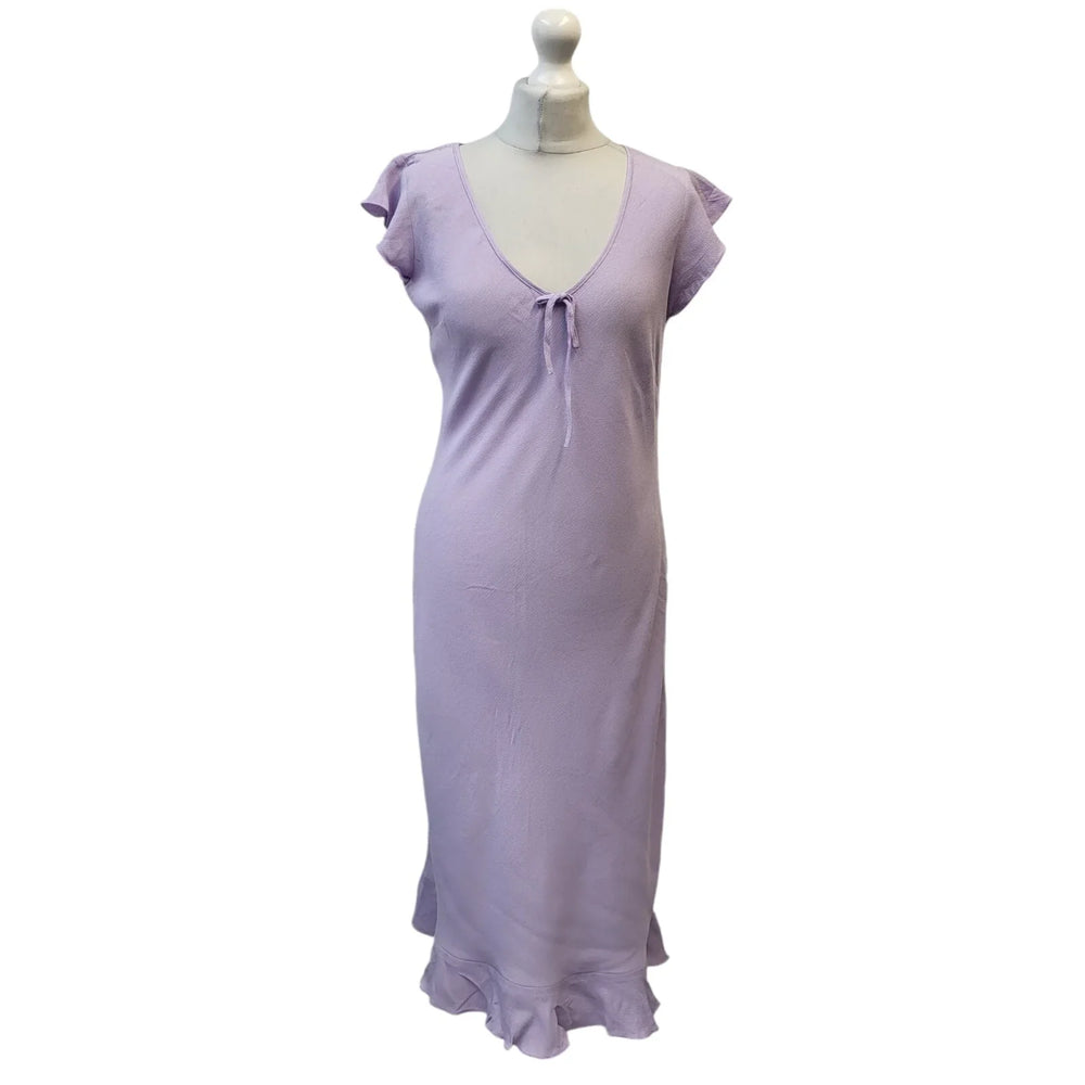 Dorothy Perkins Purple Short Sleeve Round Neck Dress Uk Women's Size 12 EE395