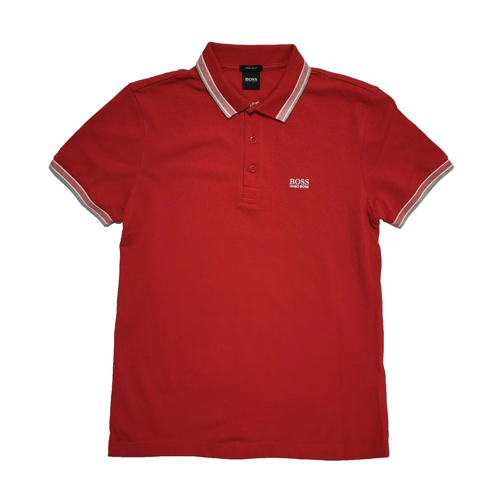 Hugo Boss Red Regular Fit Short Sleeve Sport Polo Shirt Uk Men's S K723