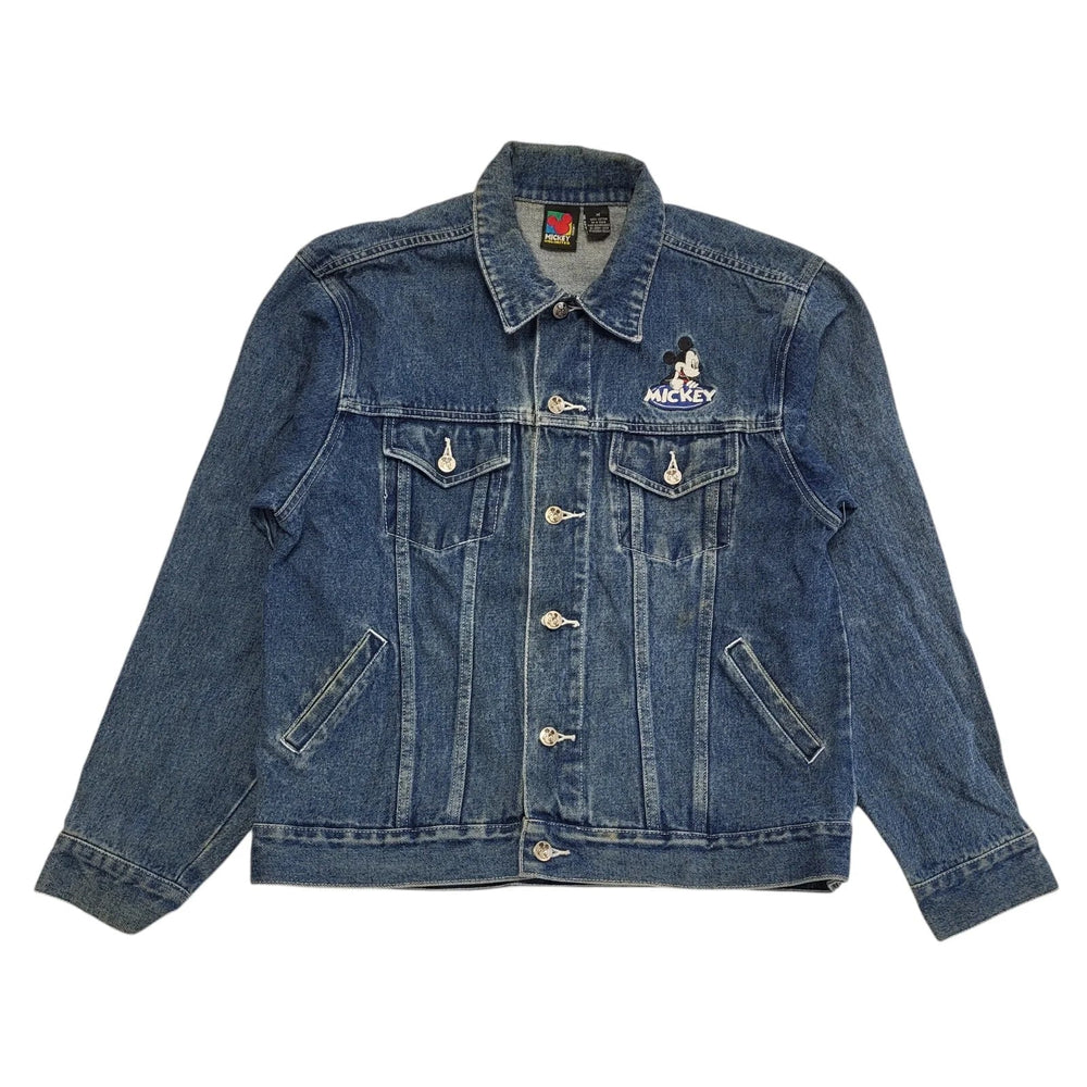 Mickey 90 Dark Blue 90s Vintage Button Denim Jacket Uk Women's Size M