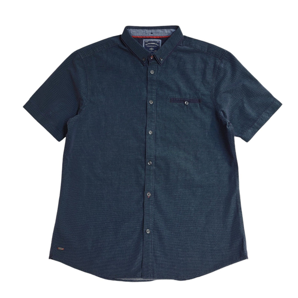 Tokya Laundry Blue Spotted Slim Fit Short Sleeve Shirt BNWT Mens UK L EE365