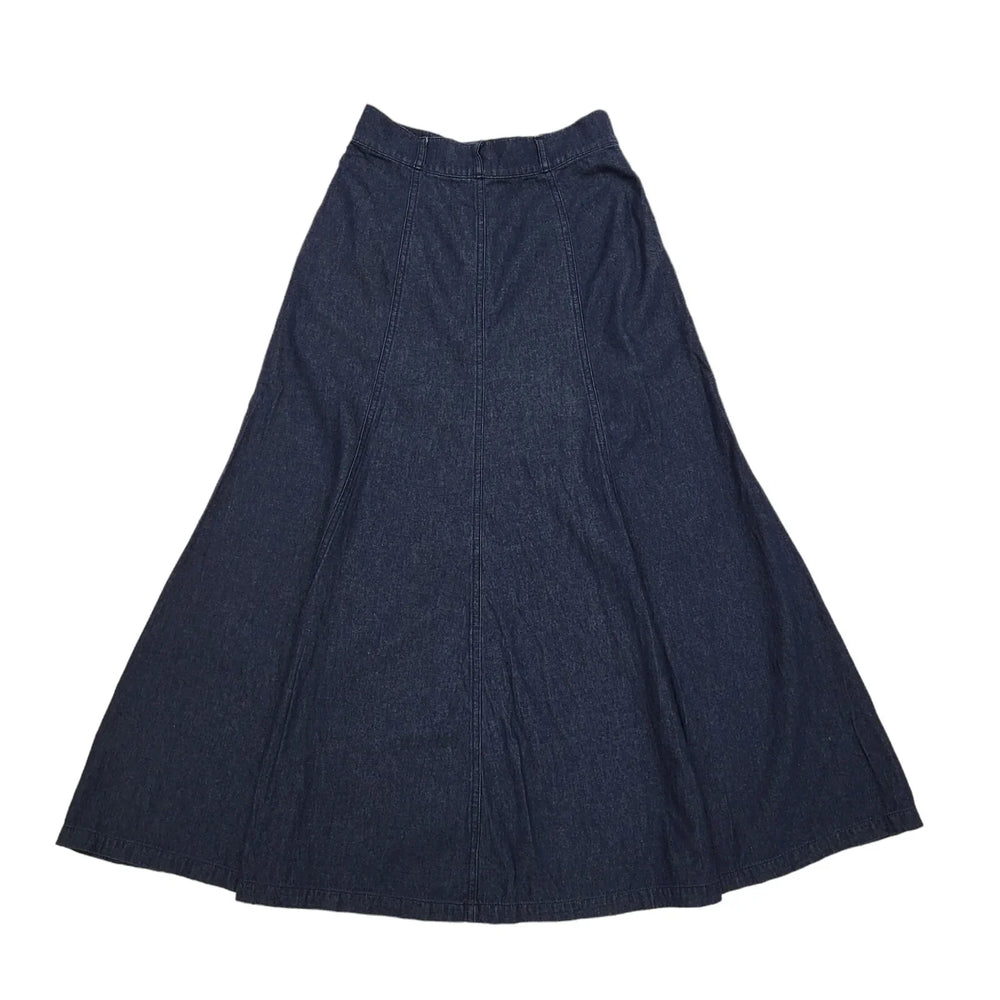 Uniqlo Blue Front Zip Maxi Denim Short Skirt Uk Women's Size 8-10 BB981