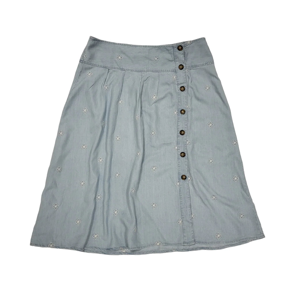 Monsoon Blue Denim Embrodidered Women's Skirt uk 18 BNWT W38-40 K414