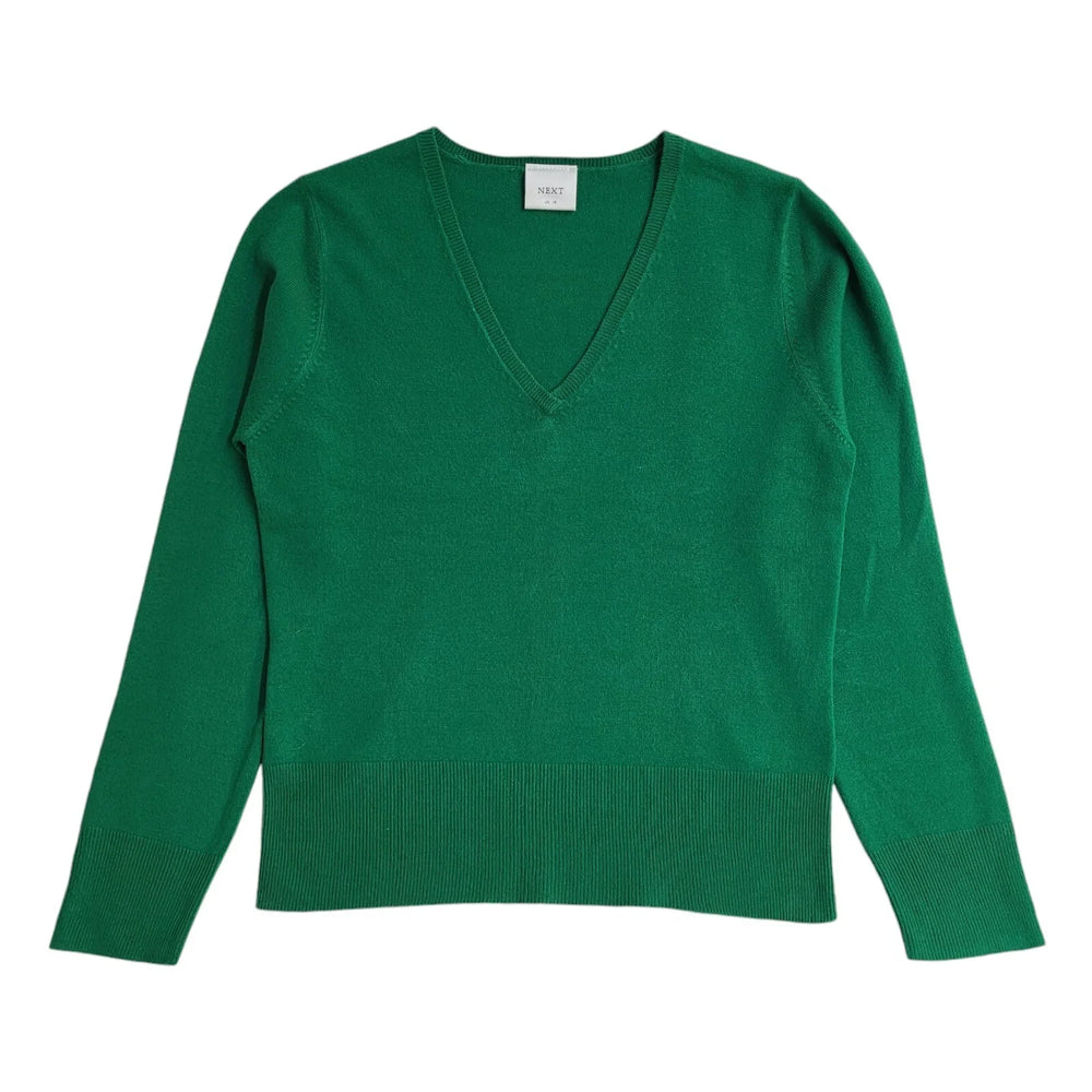Next V-Neck Green Vintage 90's Jumper UK Women's Size 14