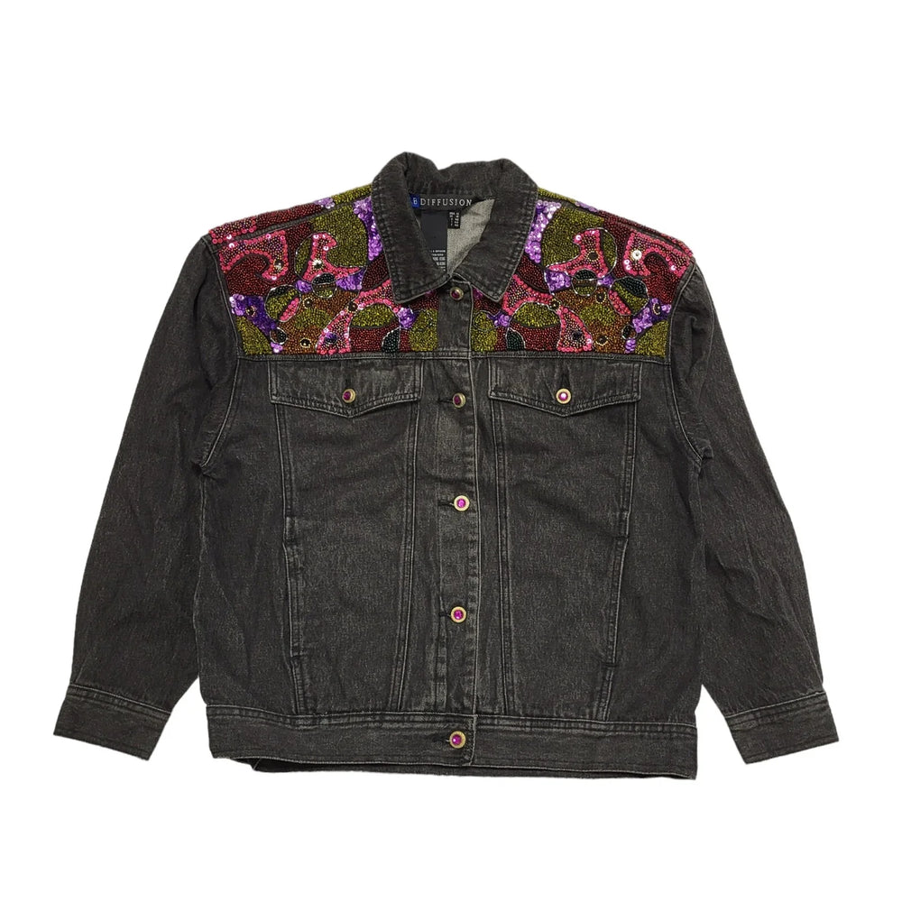 I.B.Diffusion Charcoal Button Denim Jacket Women's UK 10 M H622