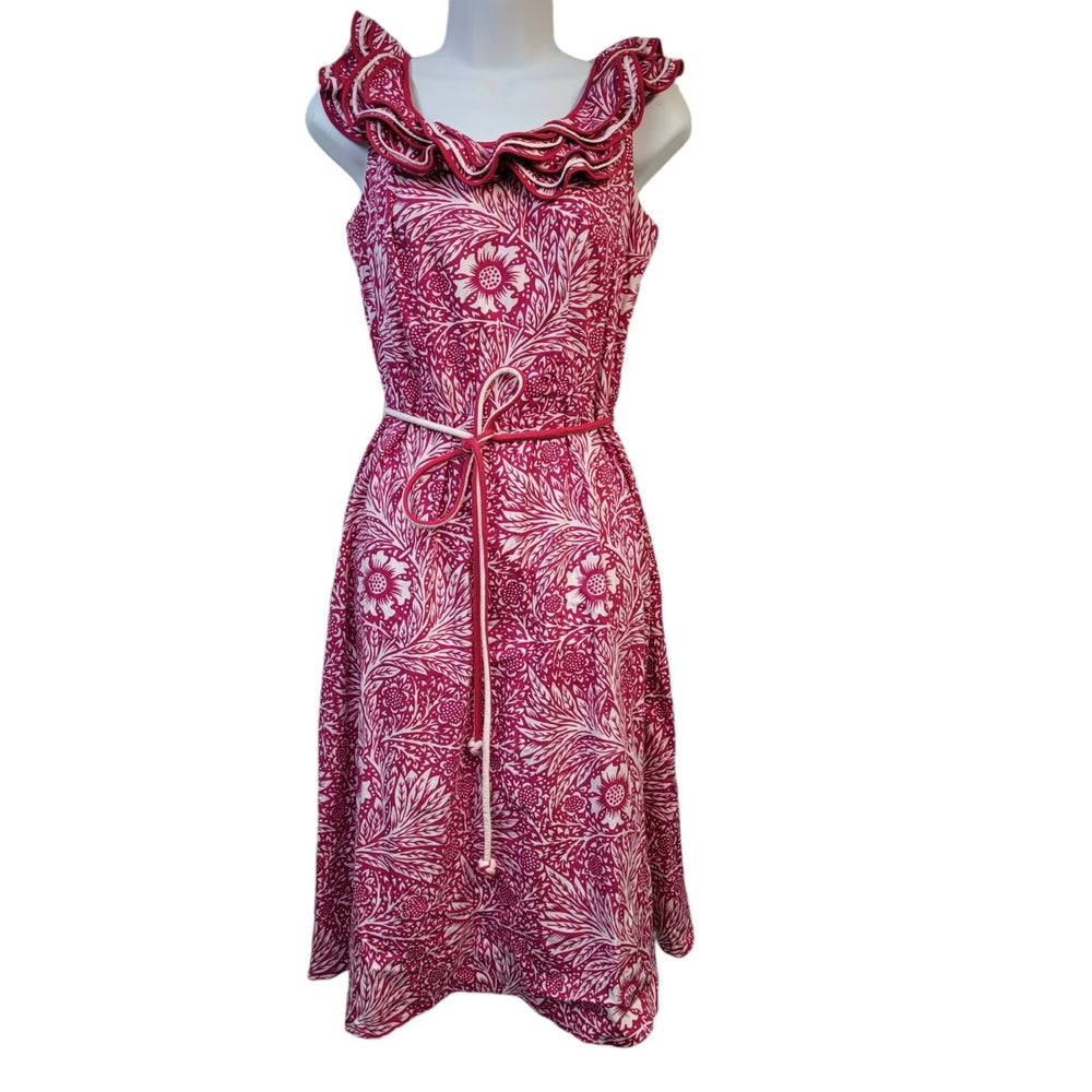 Siam Boutique Pink & White Sleeveless Round Neck Dress Uk Women's Size 10 EE398