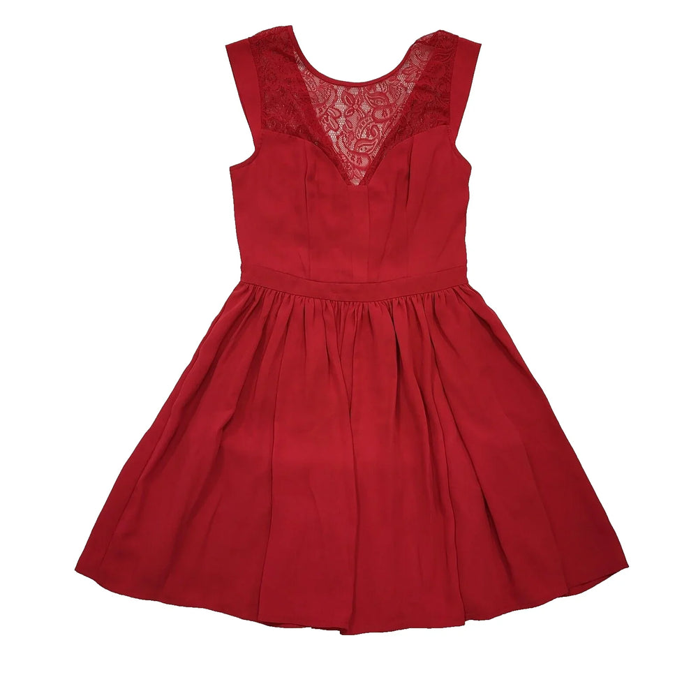 Oasis Red Lace Sleeveless Skater Dress Uk Women's S 8 Bnwt L337