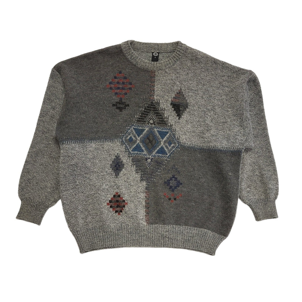 C&A Vintage 80's Grey Geometric Jumper Uk Men's Size XL