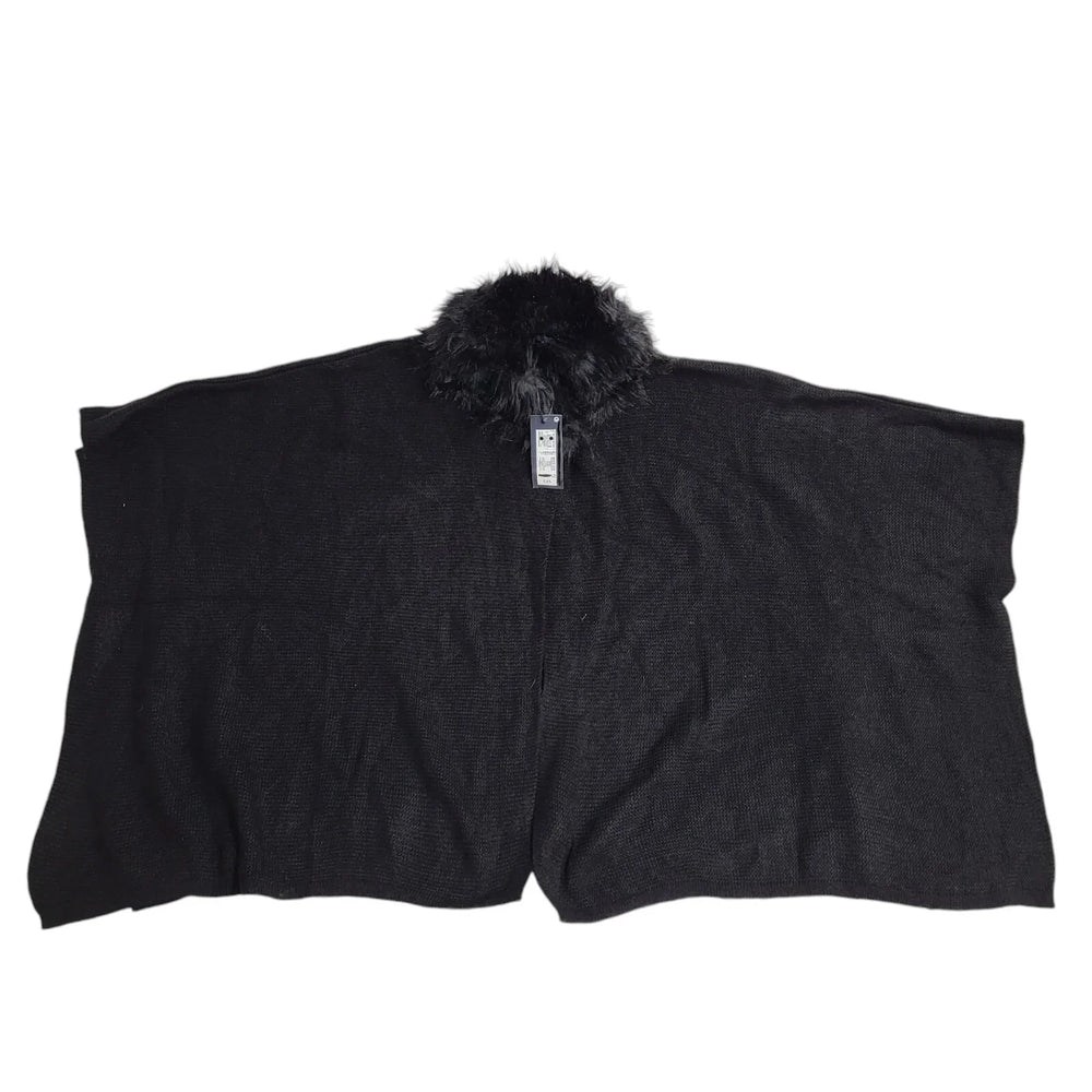 Marks & Spencer Black Faux Fur Trim Poncho Women's BNWT UK One Size FF75