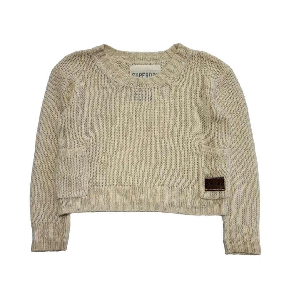 Superdry Jumper Knitted Cream Long Sleeve Womens UK Size Large BB65