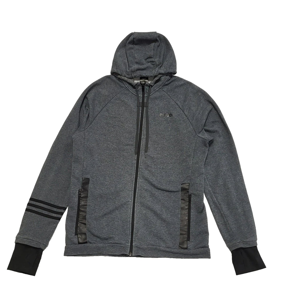 Adidas Hoodie Grey Full Zip Sports Drawstring Mens UK Size L BB593