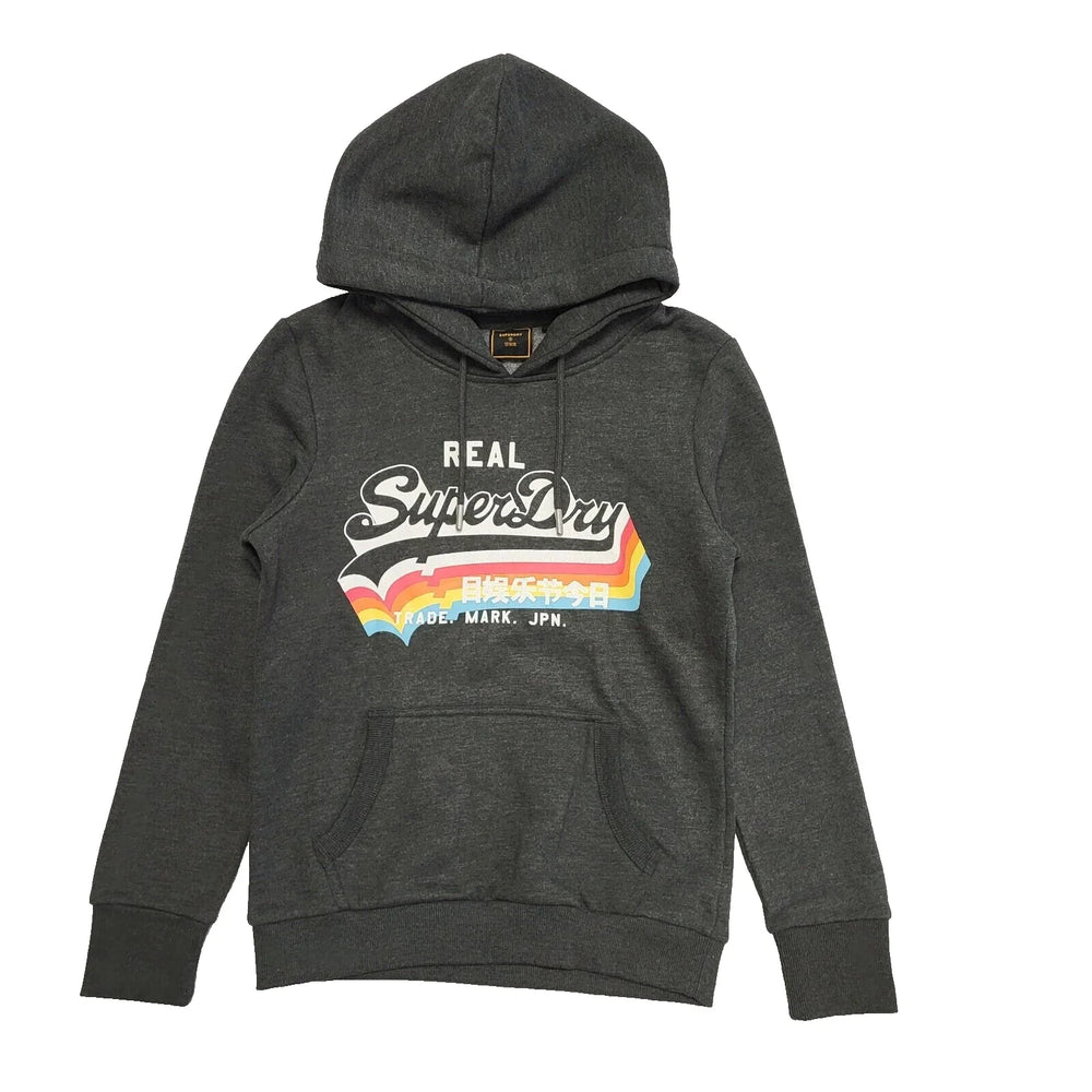 Superdry Sweatshirt Hoodie Grey Drawstring Hoodie Uk Women's 12 L578