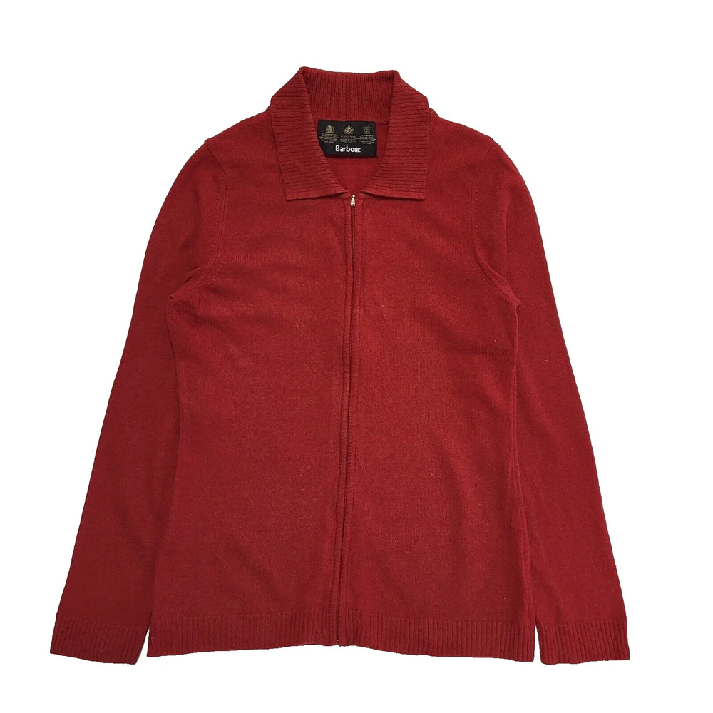 Barbour D2346 Red Full Zipped Wool Cardigan Women's uk M 10 eu 38 H326