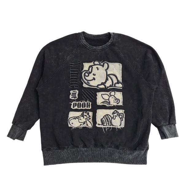 Winnie The Pooh 90's Black Crew Neck Sweatshirt UK Women's Size 20