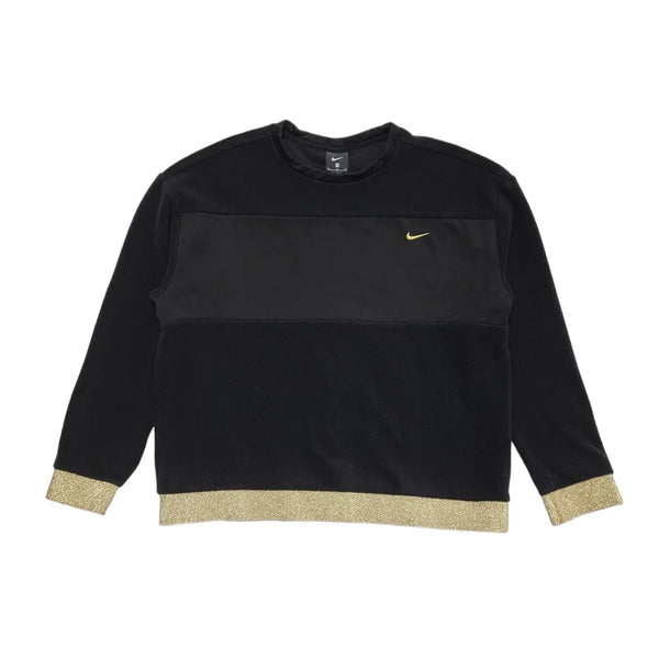 Nike Black Round Neck Sports Fleece Jumper Uk Women's Size Medium DD452