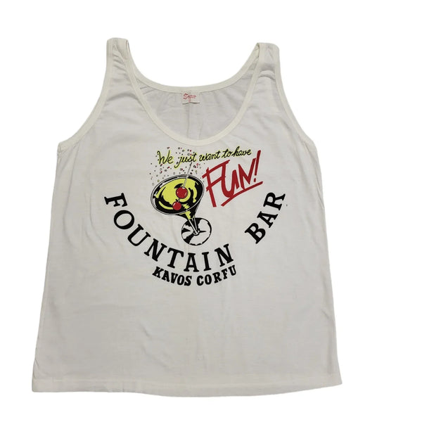 Star Vintage 80's White Tank Top Kavos Corfu Bar Womens UK Size L