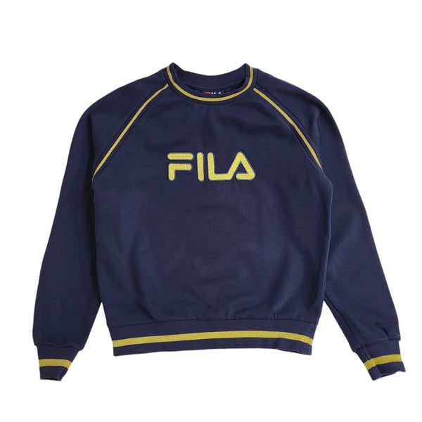Fila Blue & Gold Vintage 90's Sports Sweatshirt UK Women's Size S