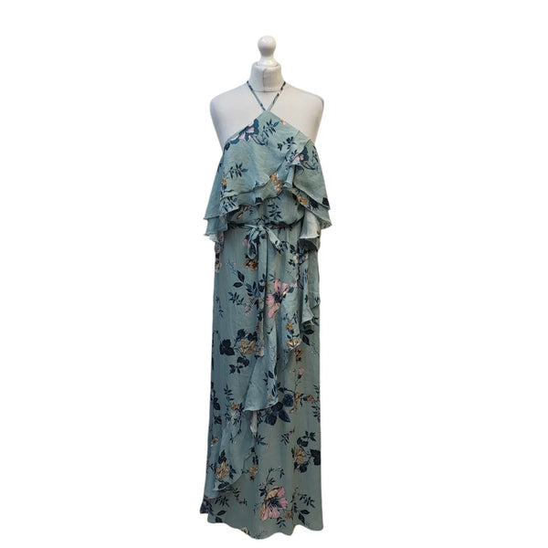River Island Blue Floral Sleeveless Evening Dress UK Women's Size 16 Bnwt FF27