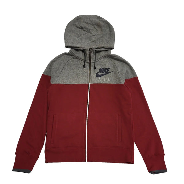 Nike Grey Burgundy Drawstring Sweatshirt Hoodie UK Men's Medium K239