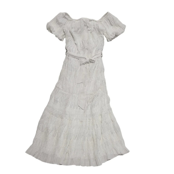 Monsoon White Sequin Maxi Summer Dress Women's UK 8 S EU 36 BNWT H467