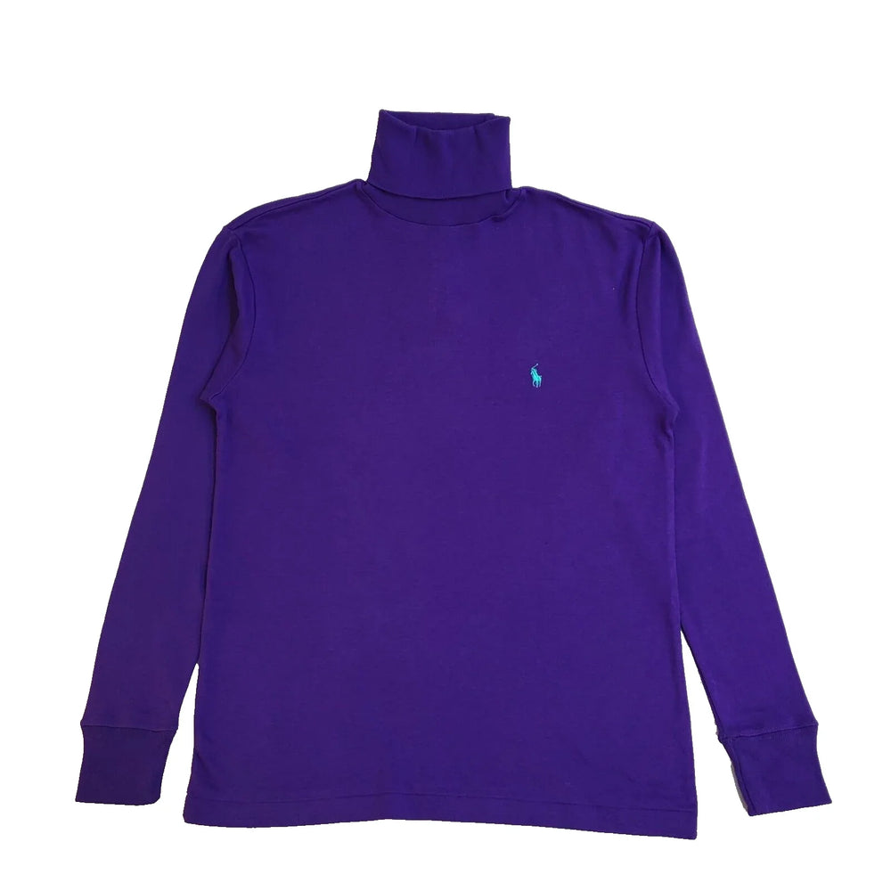 Ralph Lauren Purple Roll Neck Y2K Long Sleeve Jumper UK Women's Size S