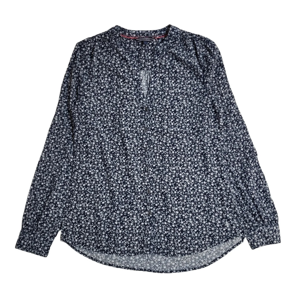 Tommy Hilfiger Blue & White 90's Long Sleeve Heart Shirt Women's UK 8 (usa 4)
