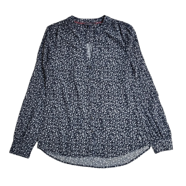 Tommy Hilfiger Blue & White 90's Long Sleeve Heart Shirt Women's UK 8 (usa 4)