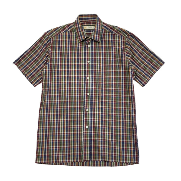 M&S 90s Multicolour Check Short Sleeve Shirt Uk Men's Size Small