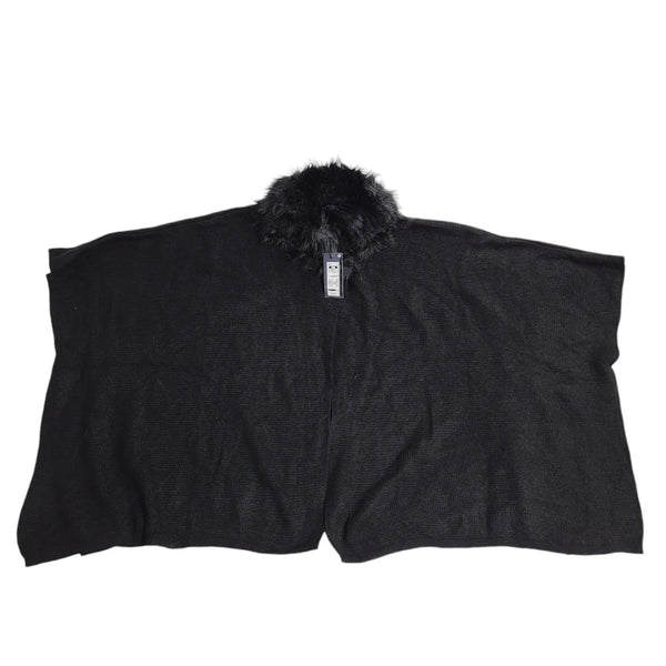 Marks & Spencer Black Faux Fur Trim Poncho Women's BNWT UK One Size FF74