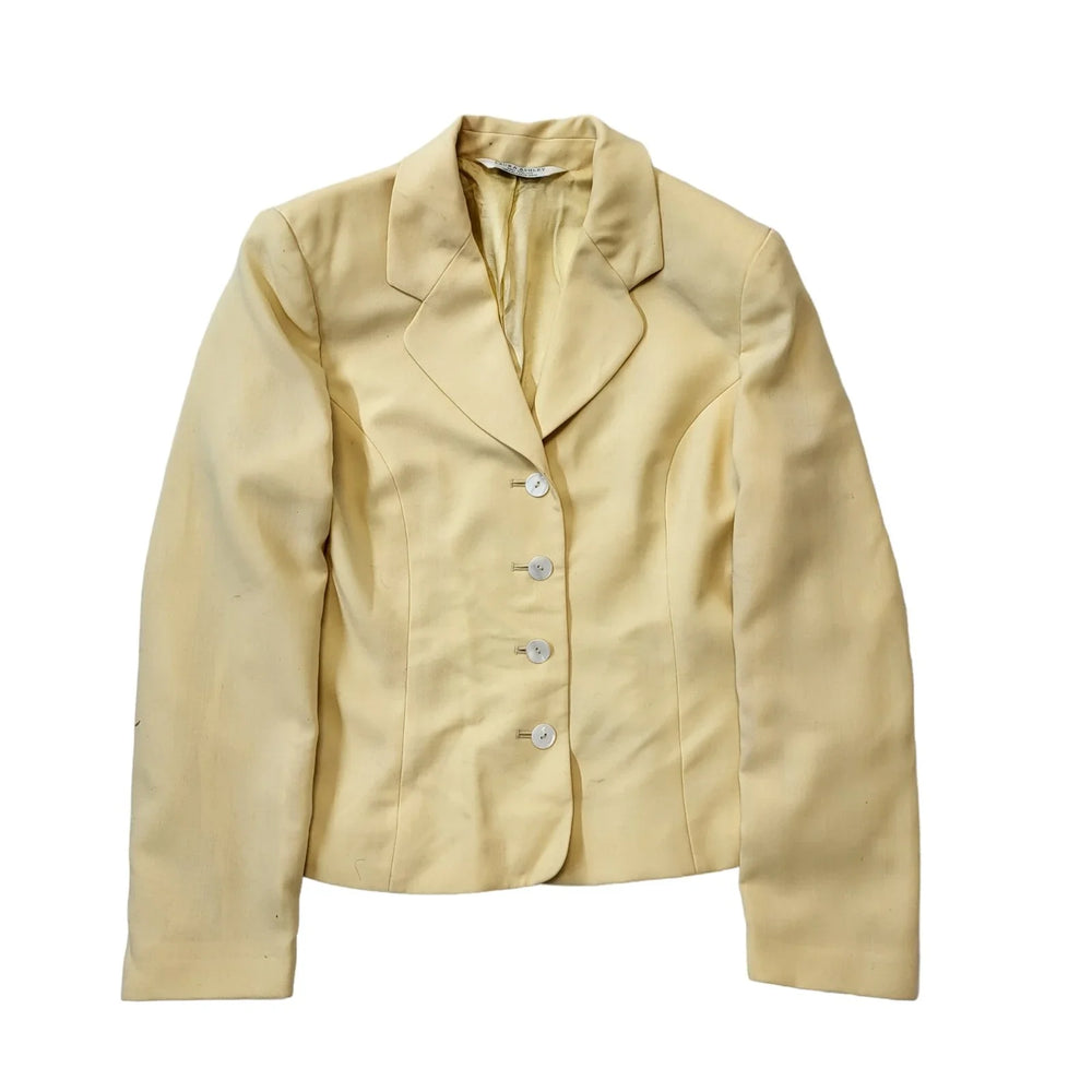 Laura Ashley 90s Vintage Yellow Button Blazer Jacket Women's Size 14 Eu 42