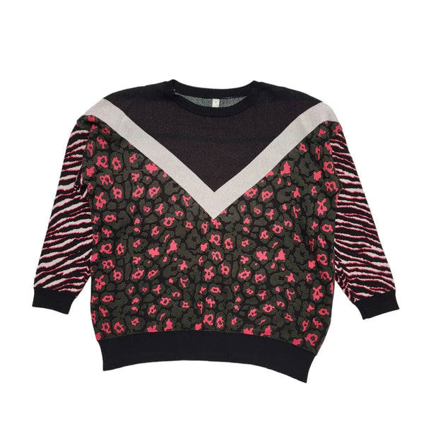 HI Henry Holland Crew Neck Animal Print Knit Slim Jumper Women's uk 8 H481
